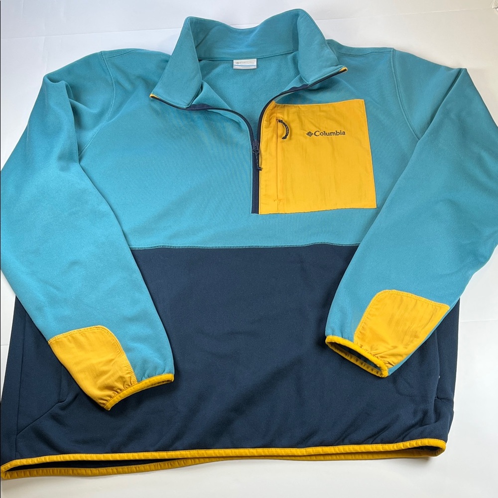 Columbia Blue and Yellow Half-Zip Pullover Womens XXL